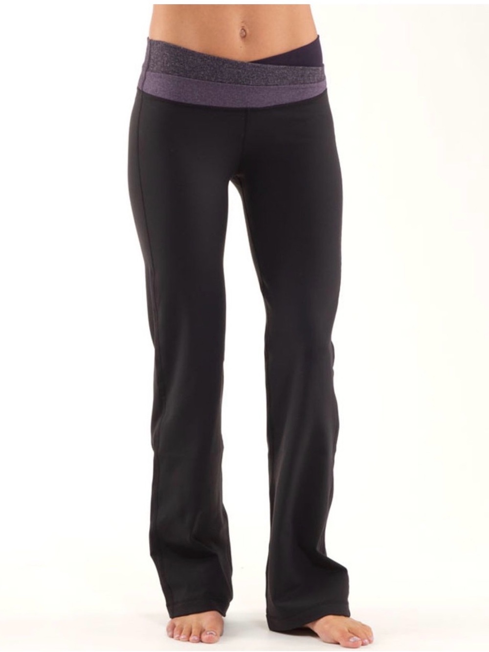 Lululemon Astro athleisure yoga pants in black with gray waistband